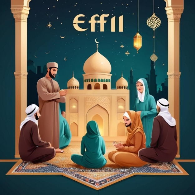 Celebrating Eid alFitr Traditional Muslim Illustrations and Ramadan Reflections