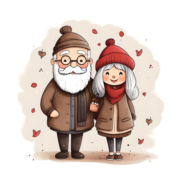 Celebrating Grand Parents day cute social media post lovely line art template design