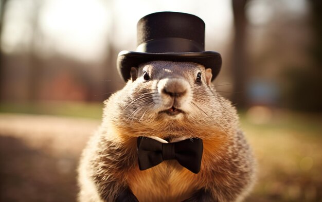 Celebrating Groundhog Day A Groundhog in Top Hat