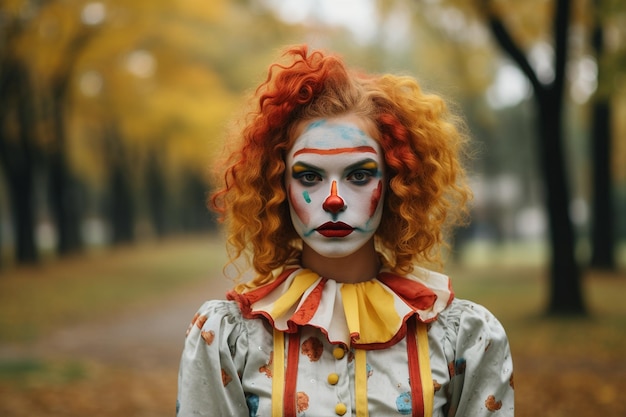 Celebrating Halloween with a Clown Costume Generative By Ai