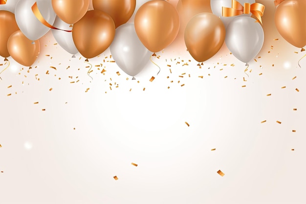 Celebrating Happy Birthday with a Vibrant Vector Illustration Golden Orange Balloon and Colorful