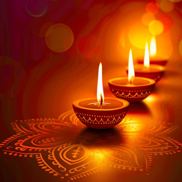 celebrating happy diwali festival background with candle decoration