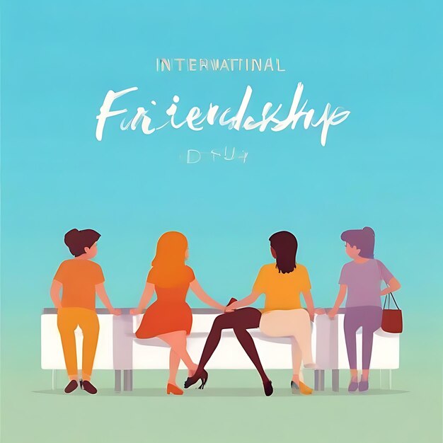 Photo celebrating happy friendship day flat illustration generated by ai