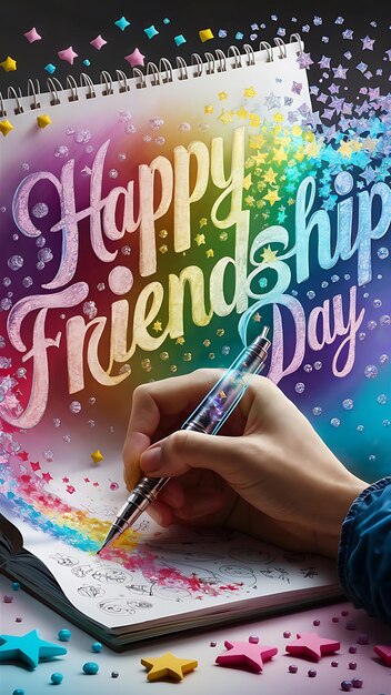 Photo celebrating happy friendship day flat illustration generated by ai