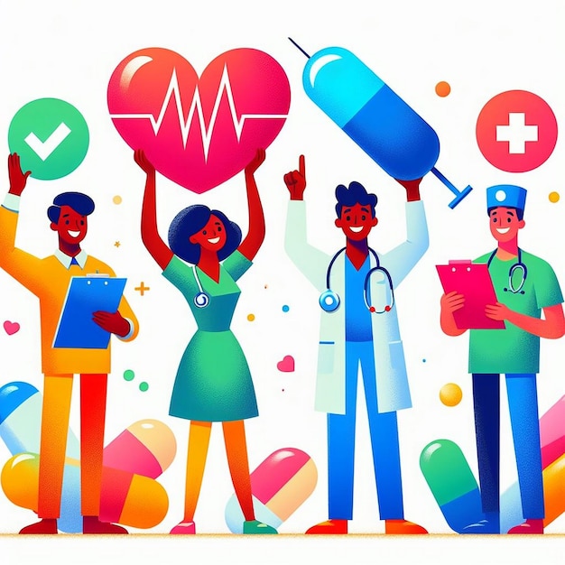 Celebrating Healthcare Vibrant Medical Banner with Health Symbols