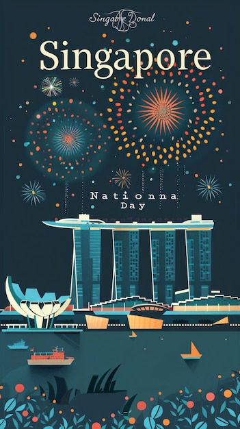 Photo celebrating heritage crafting unique vector illustrations for national singapore day