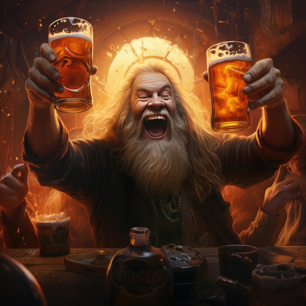 celebrating international beer day digital art concept