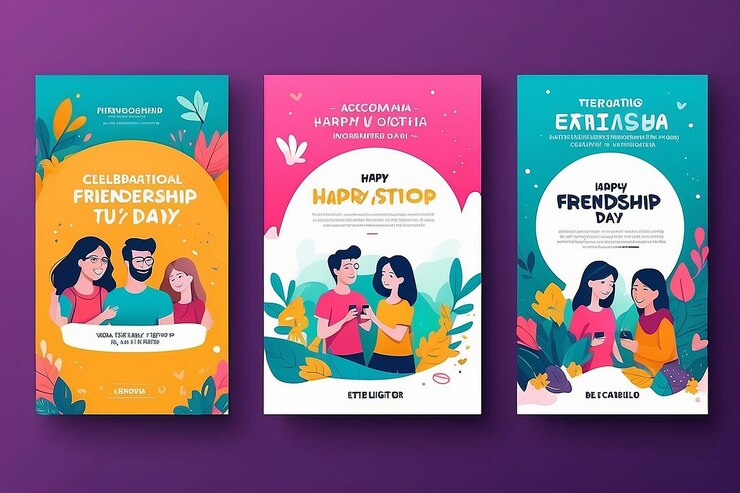 Photo celebrating international happy friendship day with best friends together facebook and instagram story template