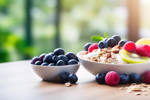 Celebrating National Cereal Day Wholesome Breakfast Scenes with Muesli and Fresh Fruits