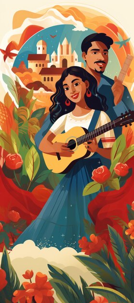 Celebrating national Hispanic heritage month vector Background for decoration