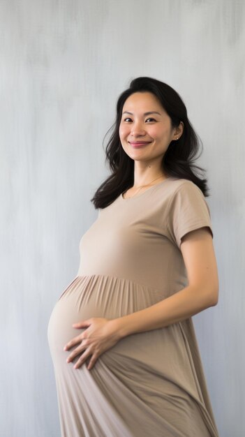 Photo celebrating pregnant asian mom