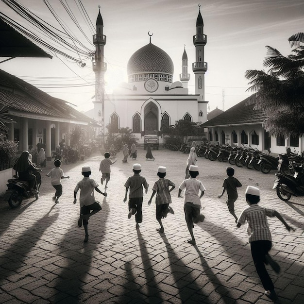 Photo celebrating ramadhan and idul fitri day background
