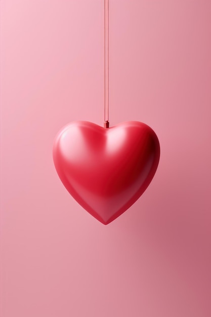 Photo celebrating valentines day and love with a greeting card that exhibits an elegant minimalist red heart