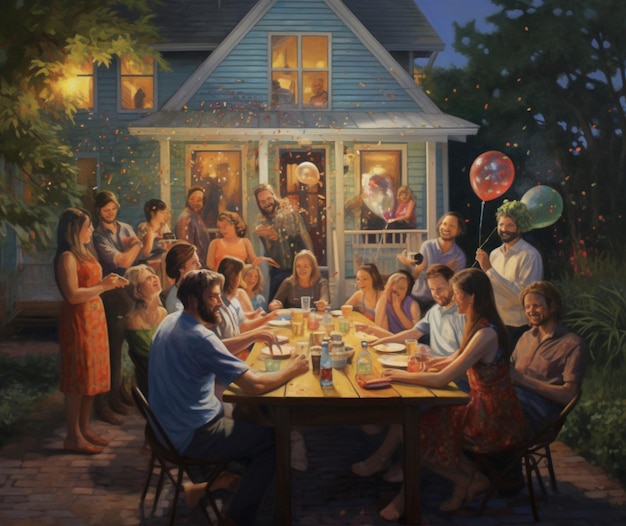 Premium Photo Celebrating with friends and neighbors