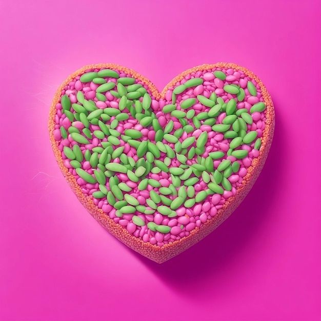 Photo a celebrating world vegan day forming a heart on a pink background