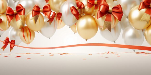 Celebration background with balloons and ribbons