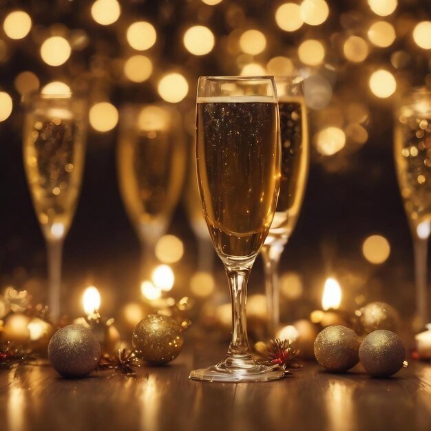 Celebration background with defocused golden lights for christmas new year holiday party