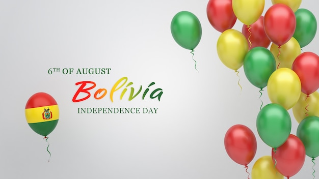 Celebration banner with balloons in Bolivia flag colors.