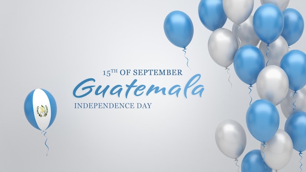 Celebration banner with balloons in Guatemala flag colors.