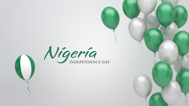 Bandiera di celebrazione con palloncini nei colori della bandiera della nigeria.