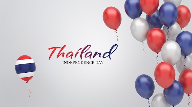 Celebration banner with balloons in Thailand flag colors.