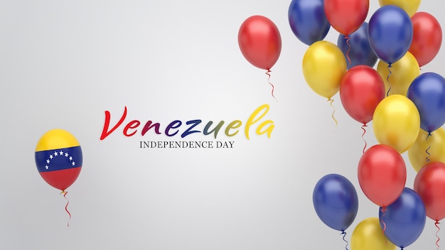 Foto bandiera di celebrazione con palloncini nei colori della bandiera del venezuela.