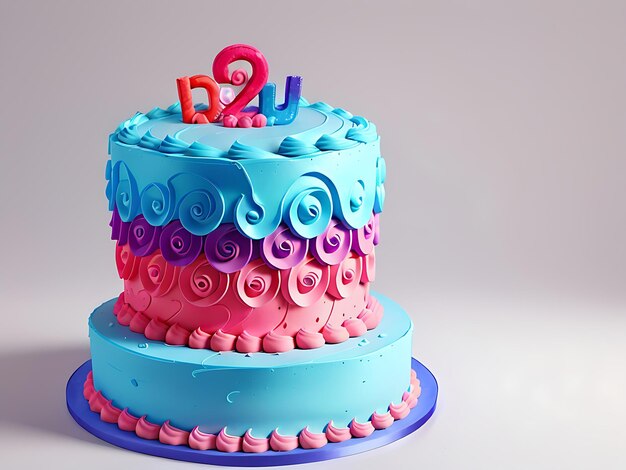 Celebration birthday cake with colorful background ai generated