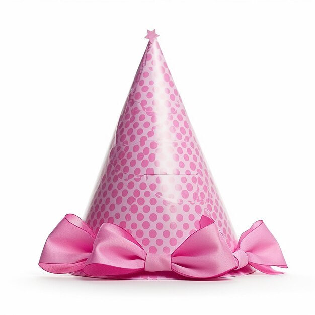 Foto celebrazione charm cappello di compleanno rosa isolato su clear
