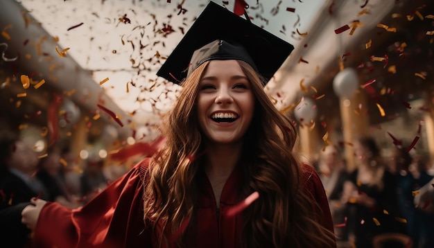 Празднование окончания образования бросает выпускную шапку