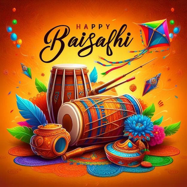 Celebration of happy Baisakhi for social media post vector