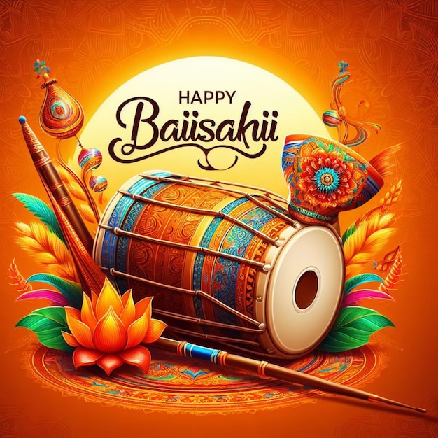 Celebration of happy Baisakhi for social media post vector