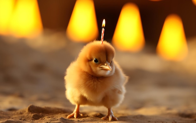 Празднование счастливого дня рождения малыша курица иллюстрация фона