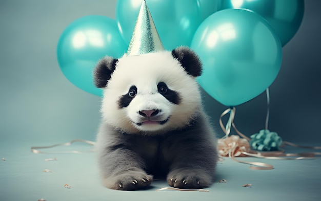 Celebration happy birthday baby panda illustraton background