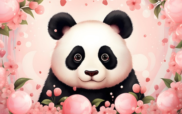 Celebration happy birthday baby panda illustraton background