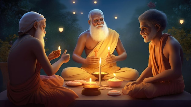 Celebration of Happy Guru Purnima or shishya concept of night it is a Festival of hindu and buddhist