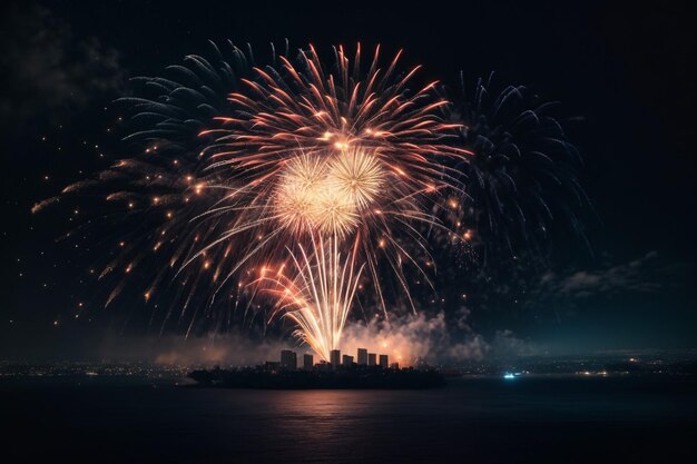 新年明けましておめでとうございます - 黒い背景の花火