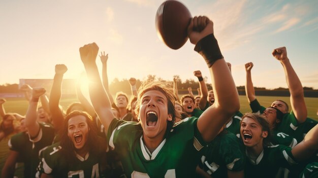 Celebration of High School Football Team39s Winning Touchdown