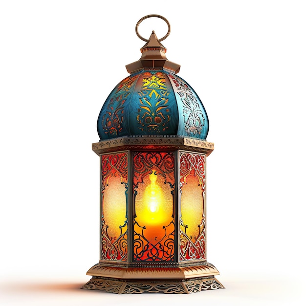 Celebration of islamic eid mubarak and eid al adha lantern isolated on white background