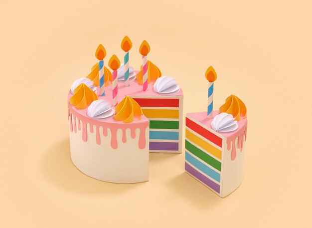 祝いの気分 ろうそくのクリームケーキ 祝いの誕生日パーティー