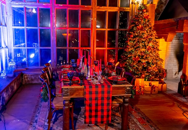 Celebration new year design indoor christmas house interior christmas celebrating pretty room decorated interior for indoor celebration