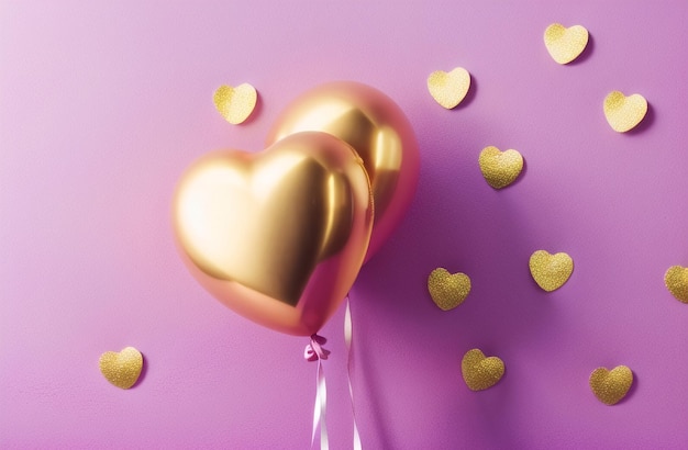 Celebration party banner with heart balloons Pastel Gold Sale Grand Opening Valentine Day Celebration Party Generative AI