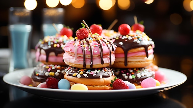 Celebration of sweet food dessert indulgence multi colored decoration