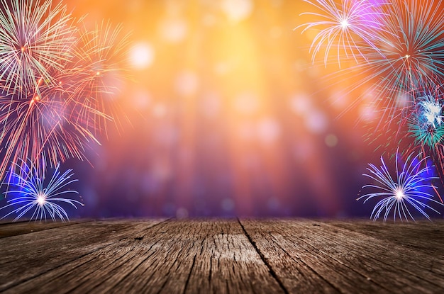 Celebration Table With Fireworks colorful celebration background