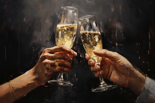 Celebration toast with champagne