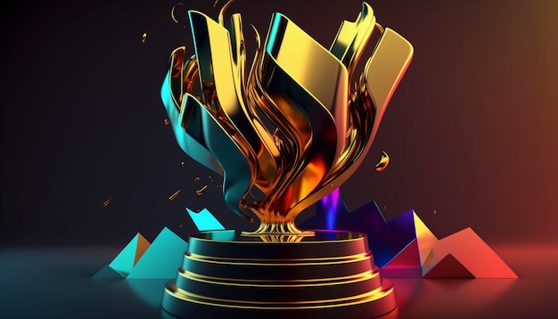 Celebration trophy Gold podiumGenerative AI