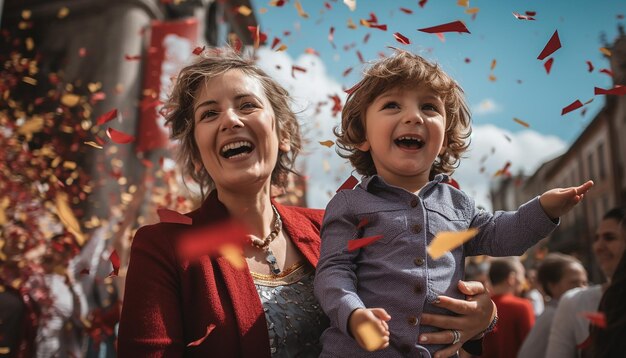 トルコでのお祝い母の日紙吹雪強くて誇り高いトルコの人々幸せな成熟とモード