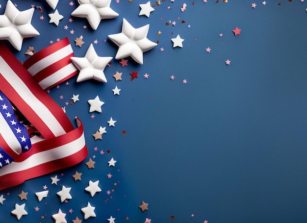 Празднование на фоне флага США