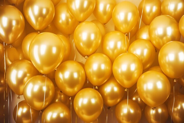 Photo celebrations background with gold balloons