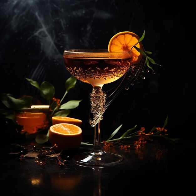 Foto celebrative black background cocktail fusion