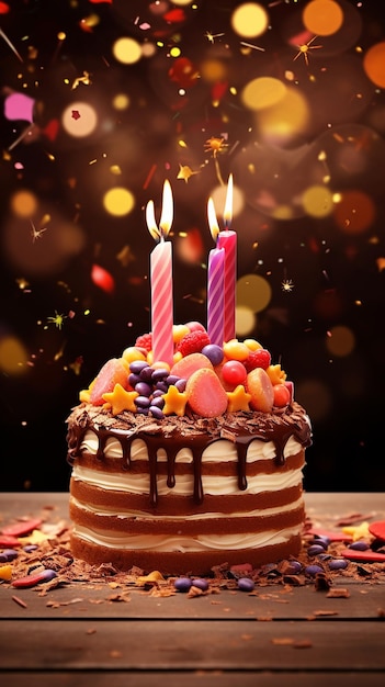 Celebratory Bliss PSD Gelukkige verjaardagsposter met taart